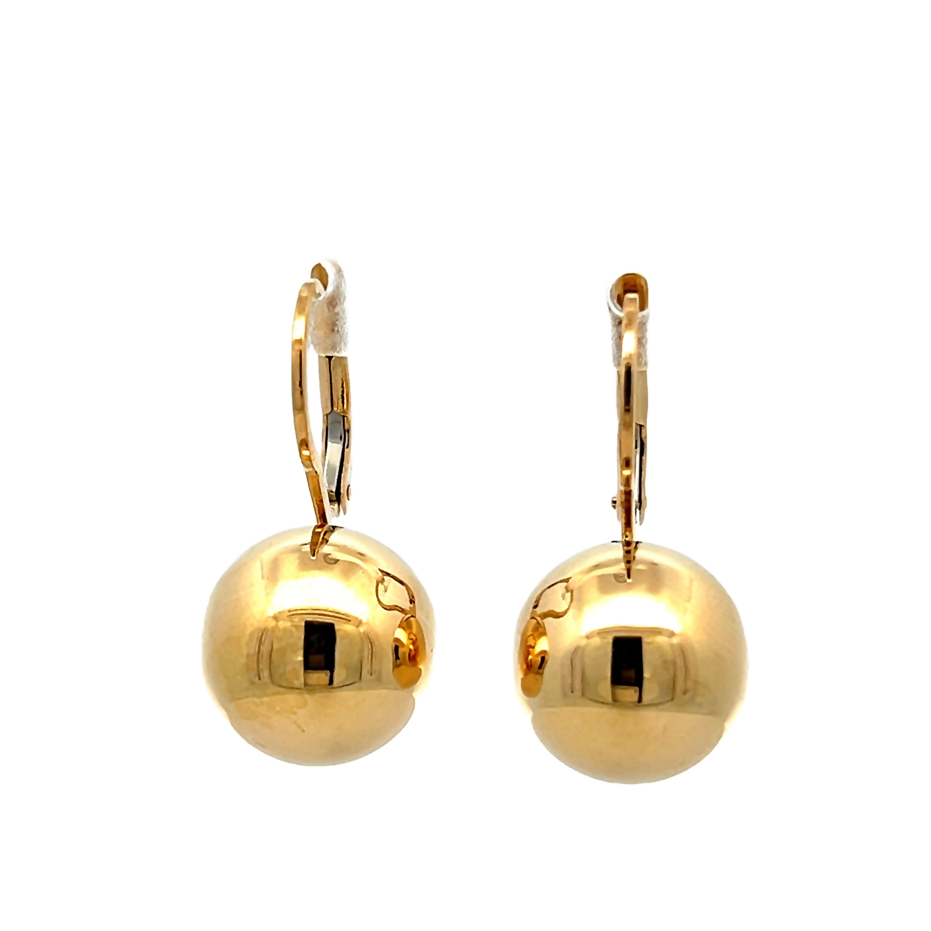 14k Yellow Gold Dangle Ball Earrings