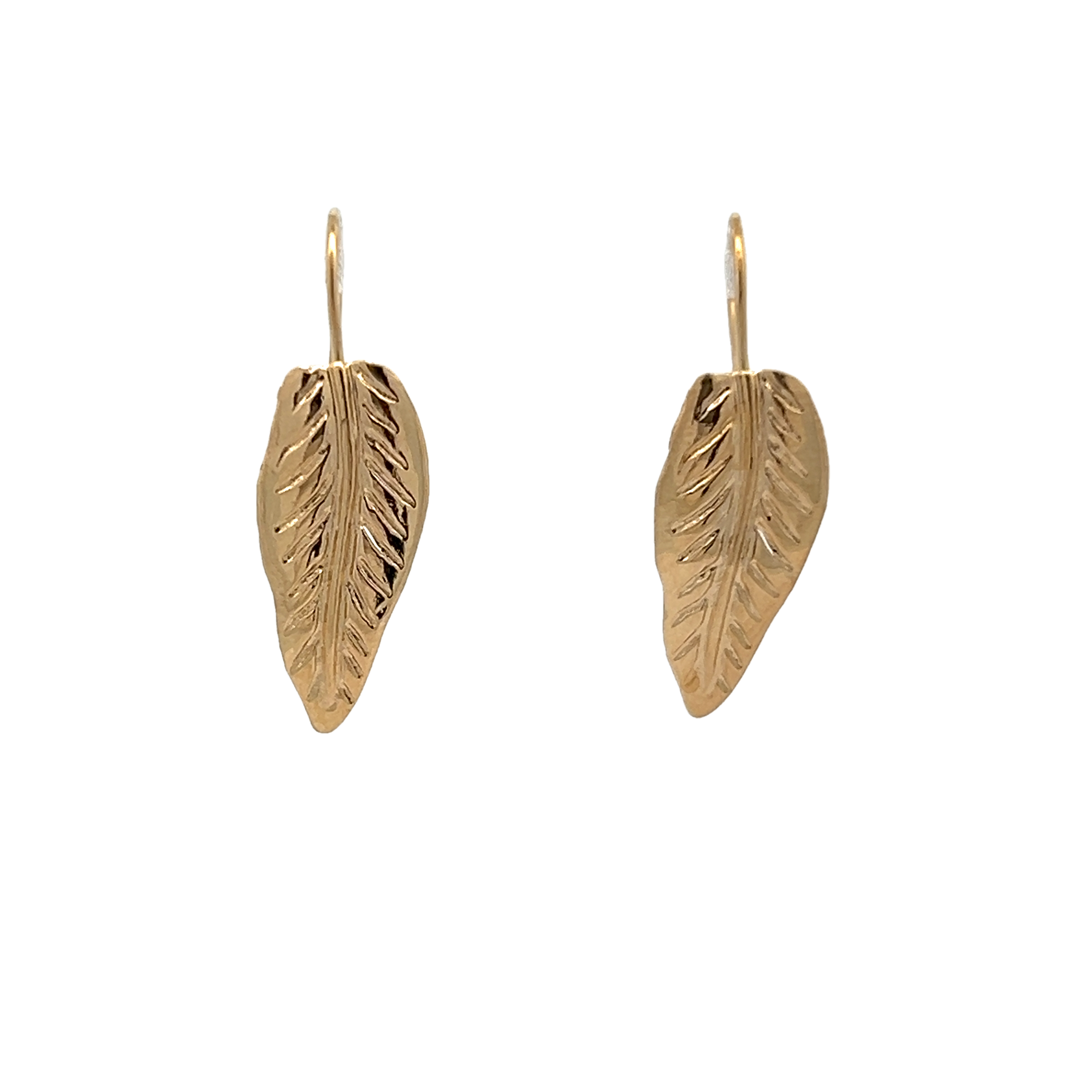 14k Yellow Gold Dainty Leaf Earrings