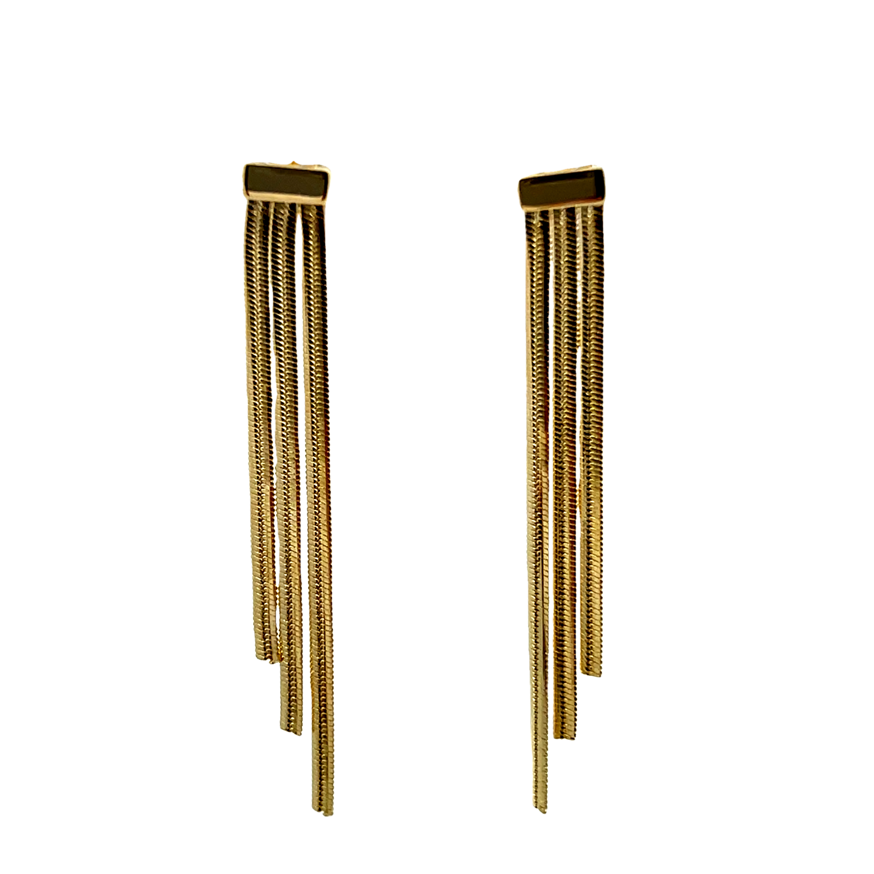 14k Yellow Gold Triple Strand Earrings