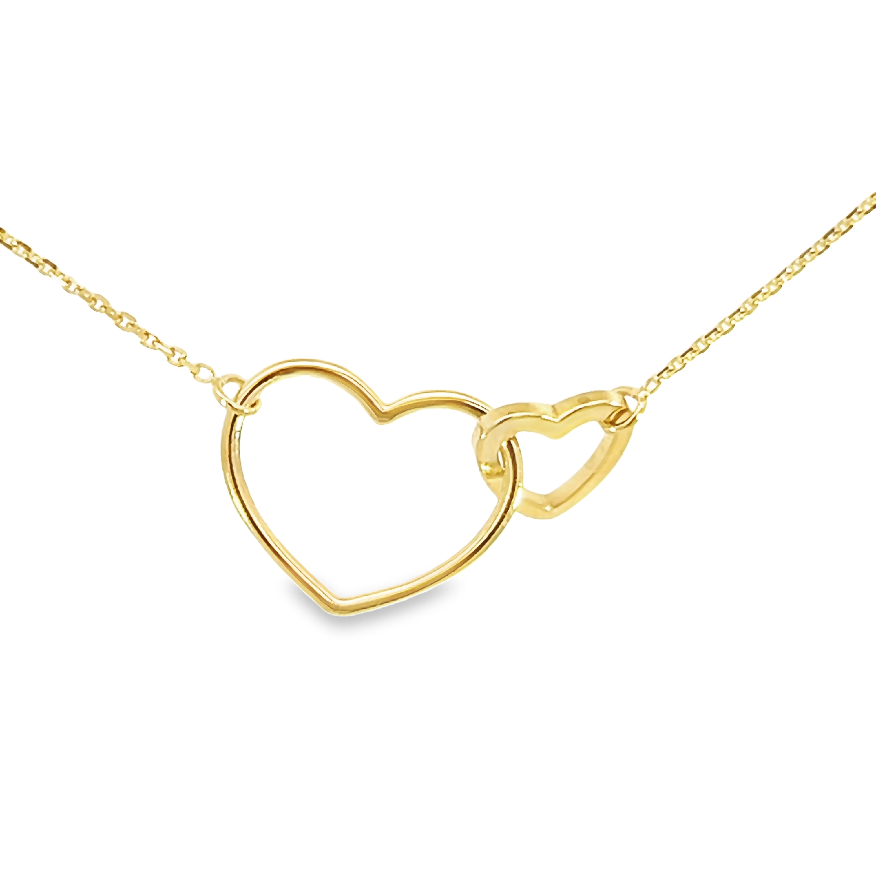 14k Yellow Gold Interwoven Hearts Necklace