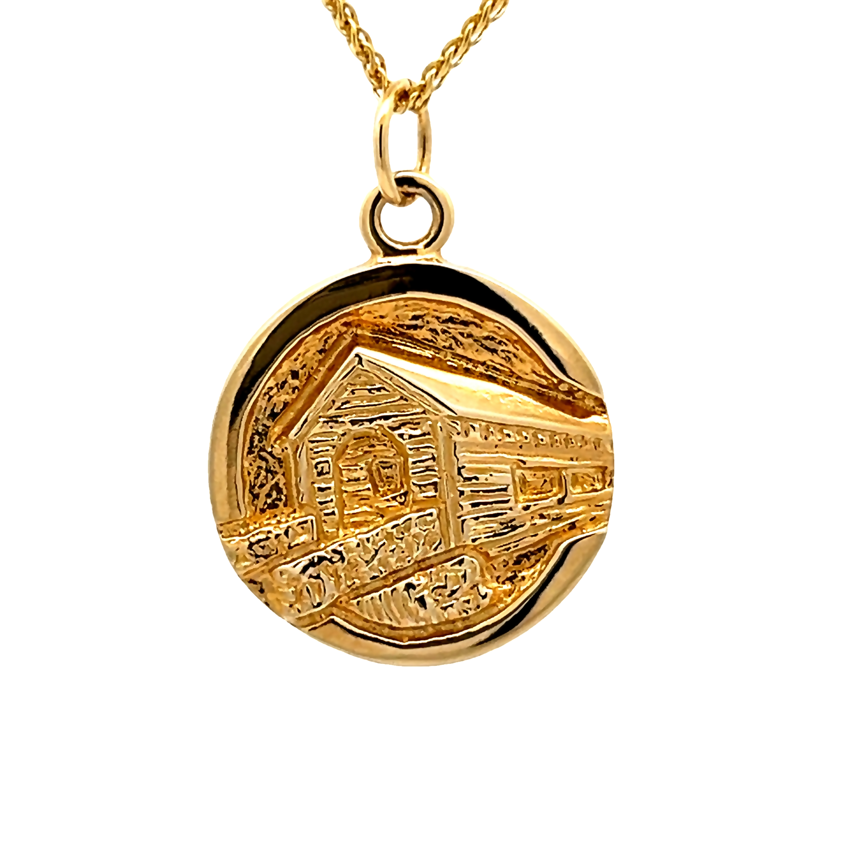 14k Yellow Gold Covered Bridge Charm