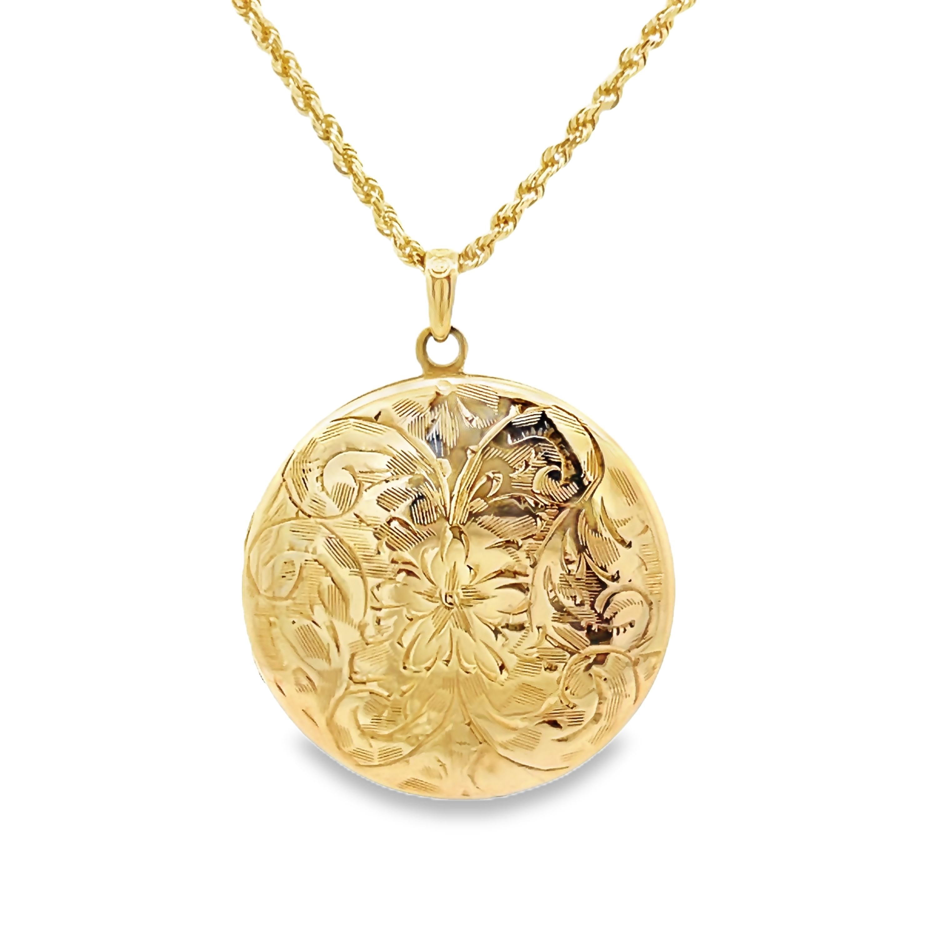 14k Yellow Gold Engraved Locket