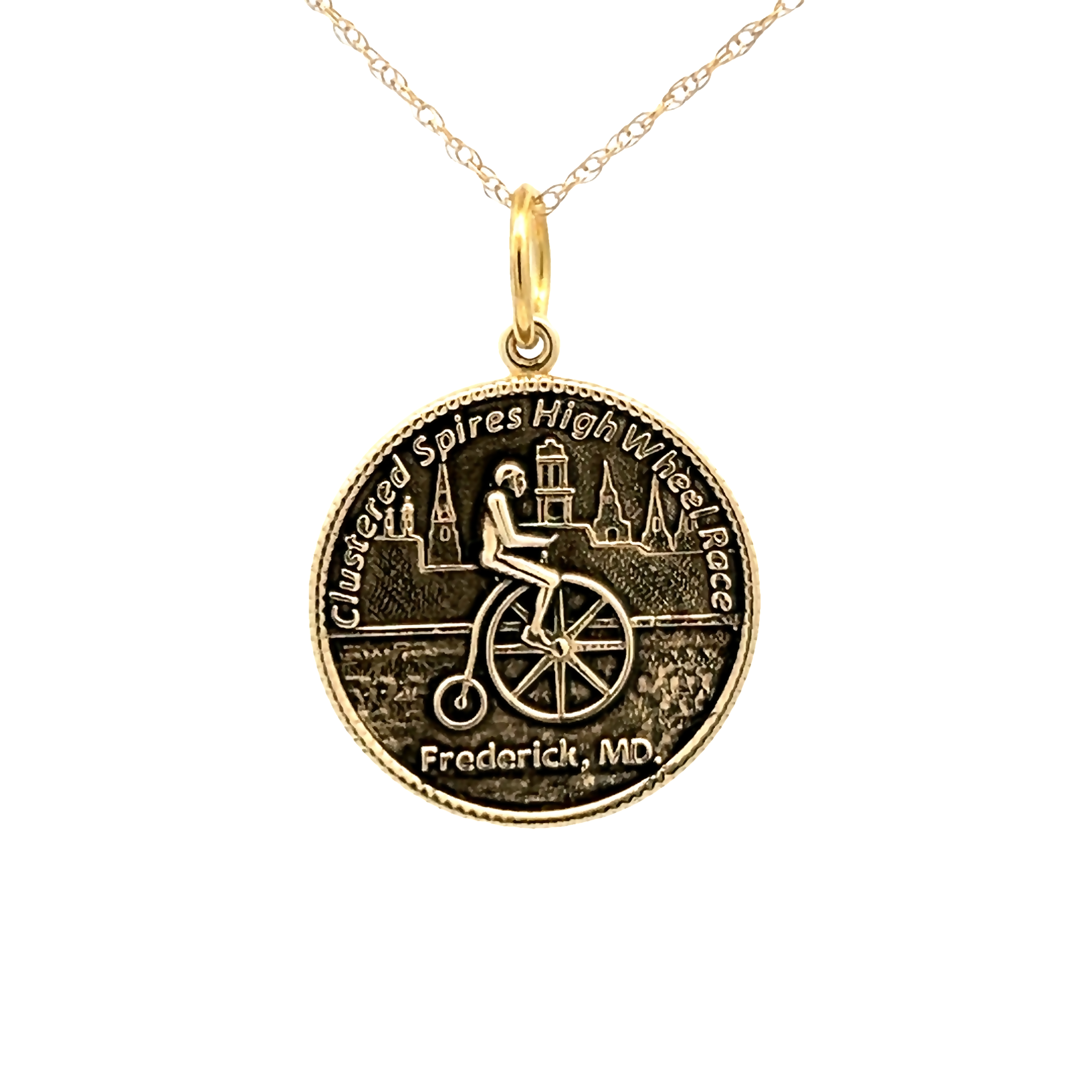 14k Yellow Gold High Wheel Charm