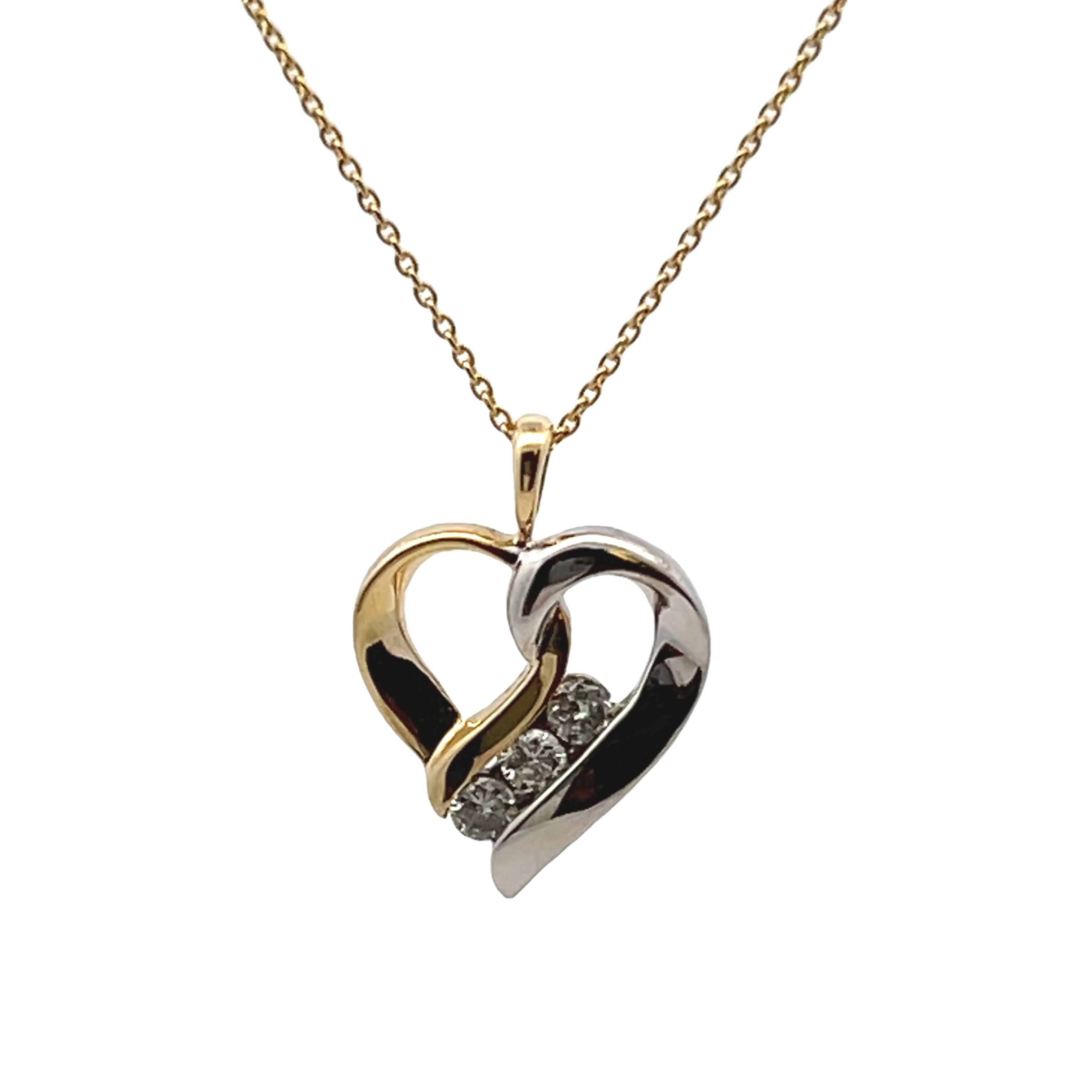 14k Yellow Gold Diamond Heart