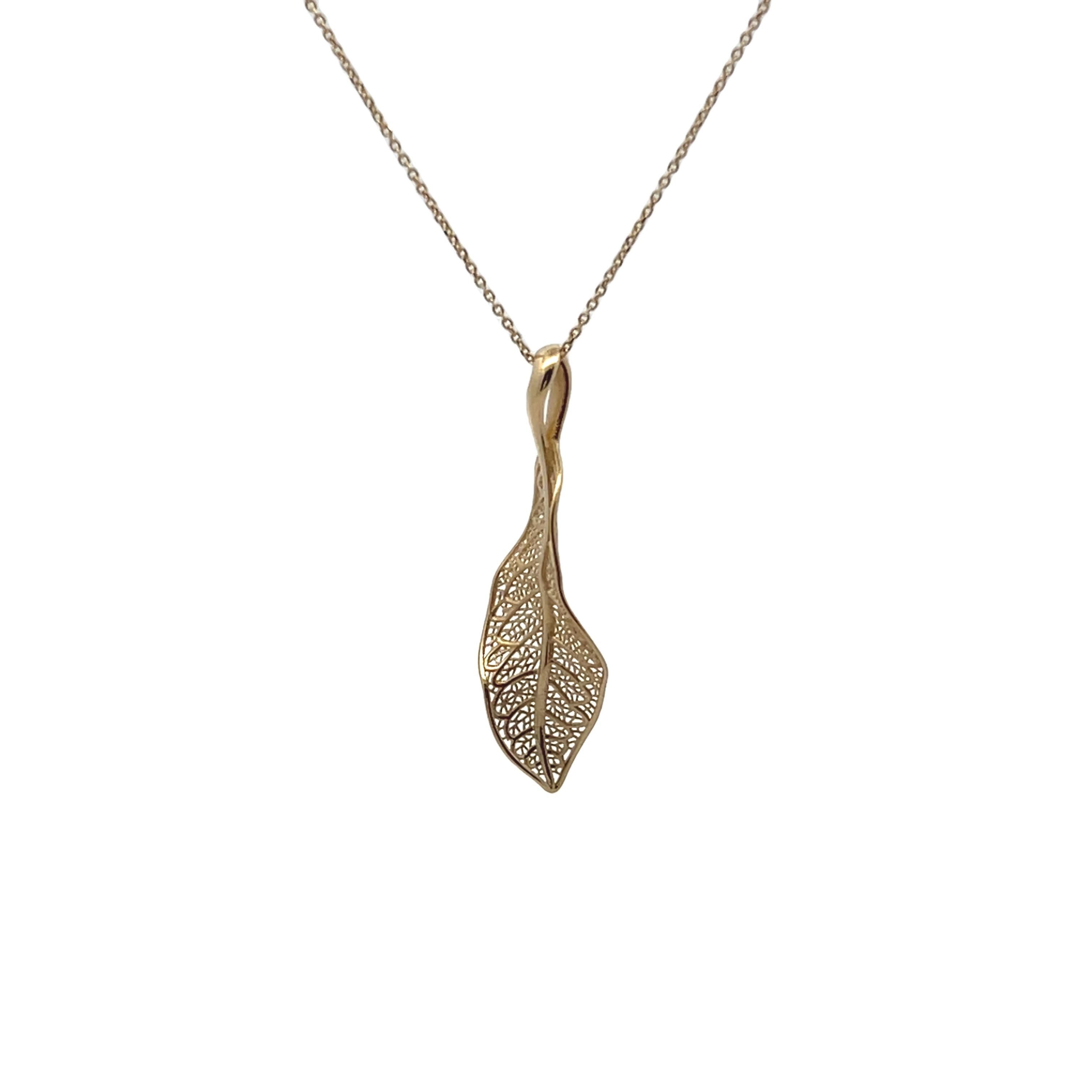 14k Yellow Gold Leaf Pendant