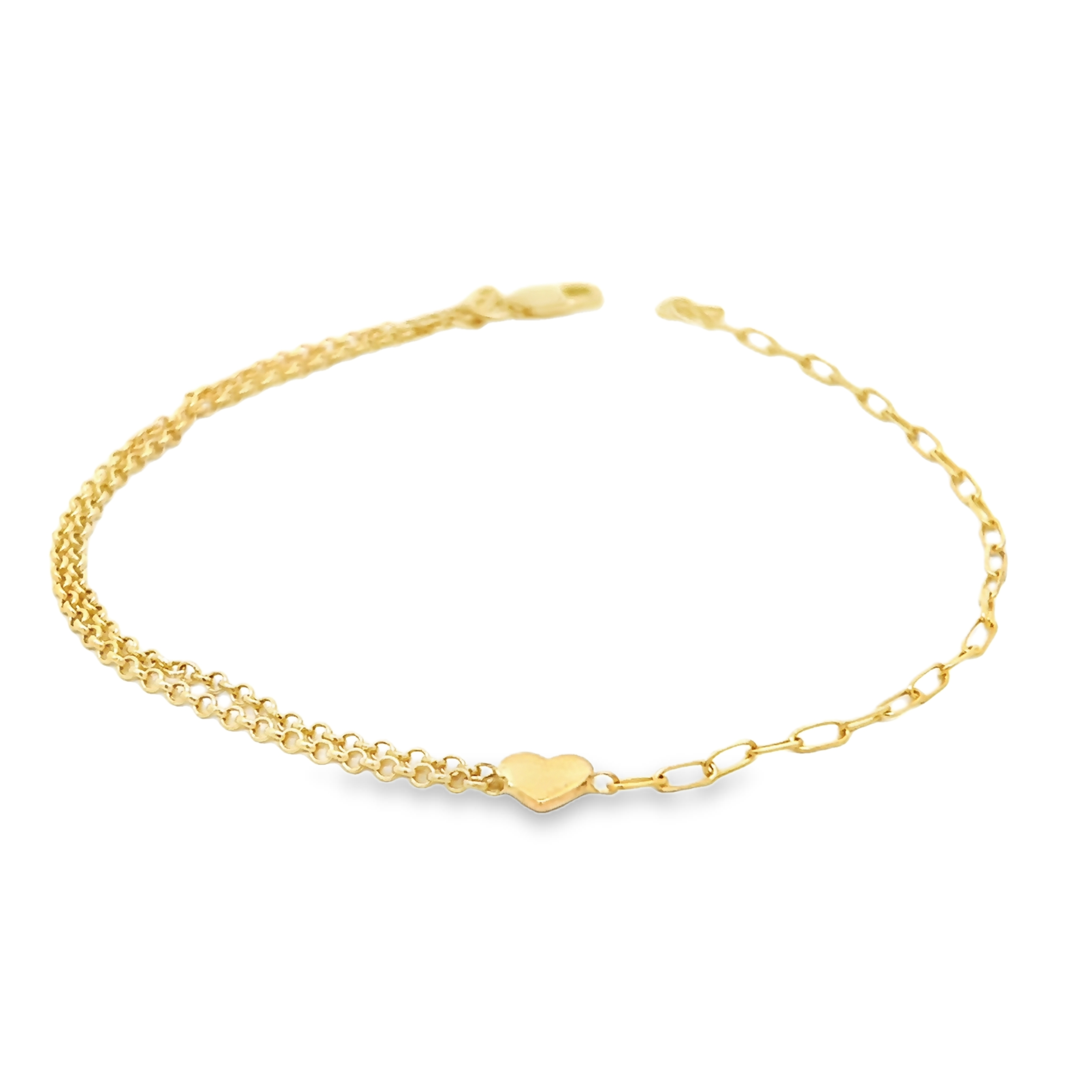 14k Yellow Gold Heart Bracelet