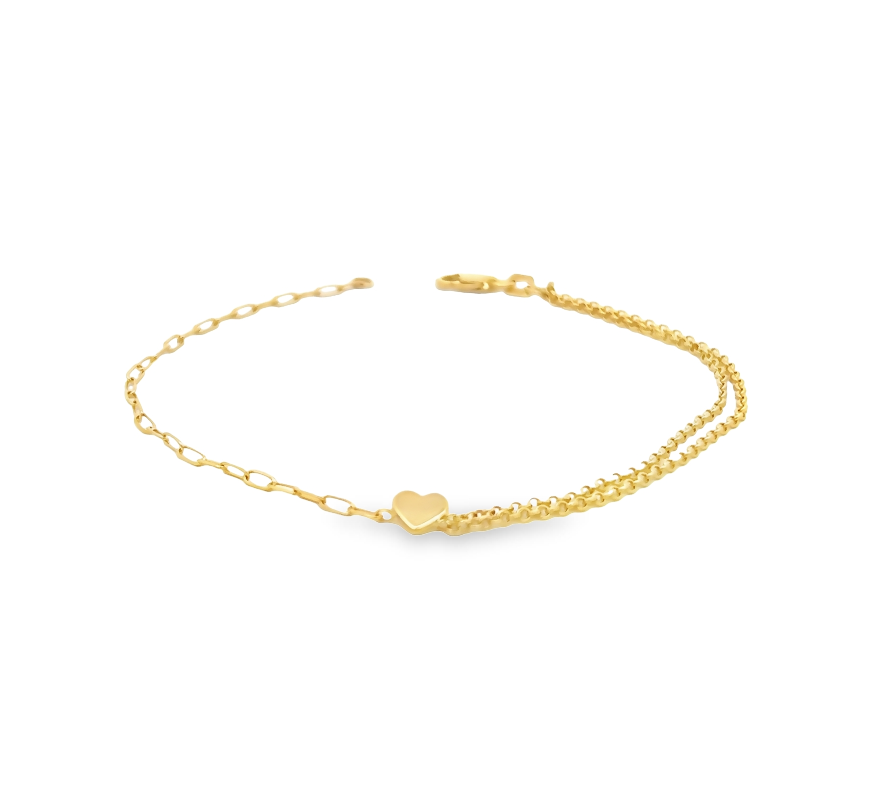 14k Yellow Gold Heart Bracelet