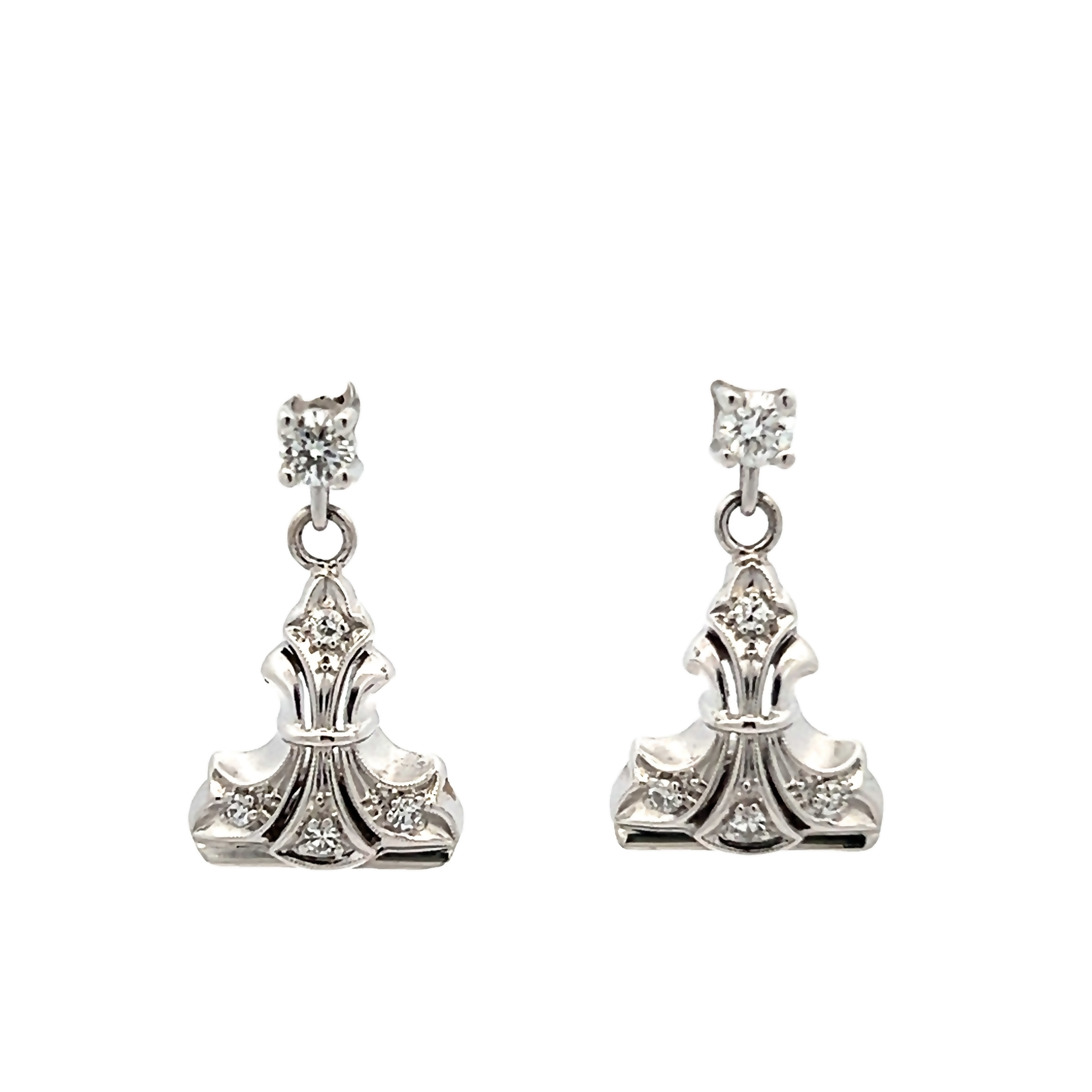 14k White Gold Dangle Earrings