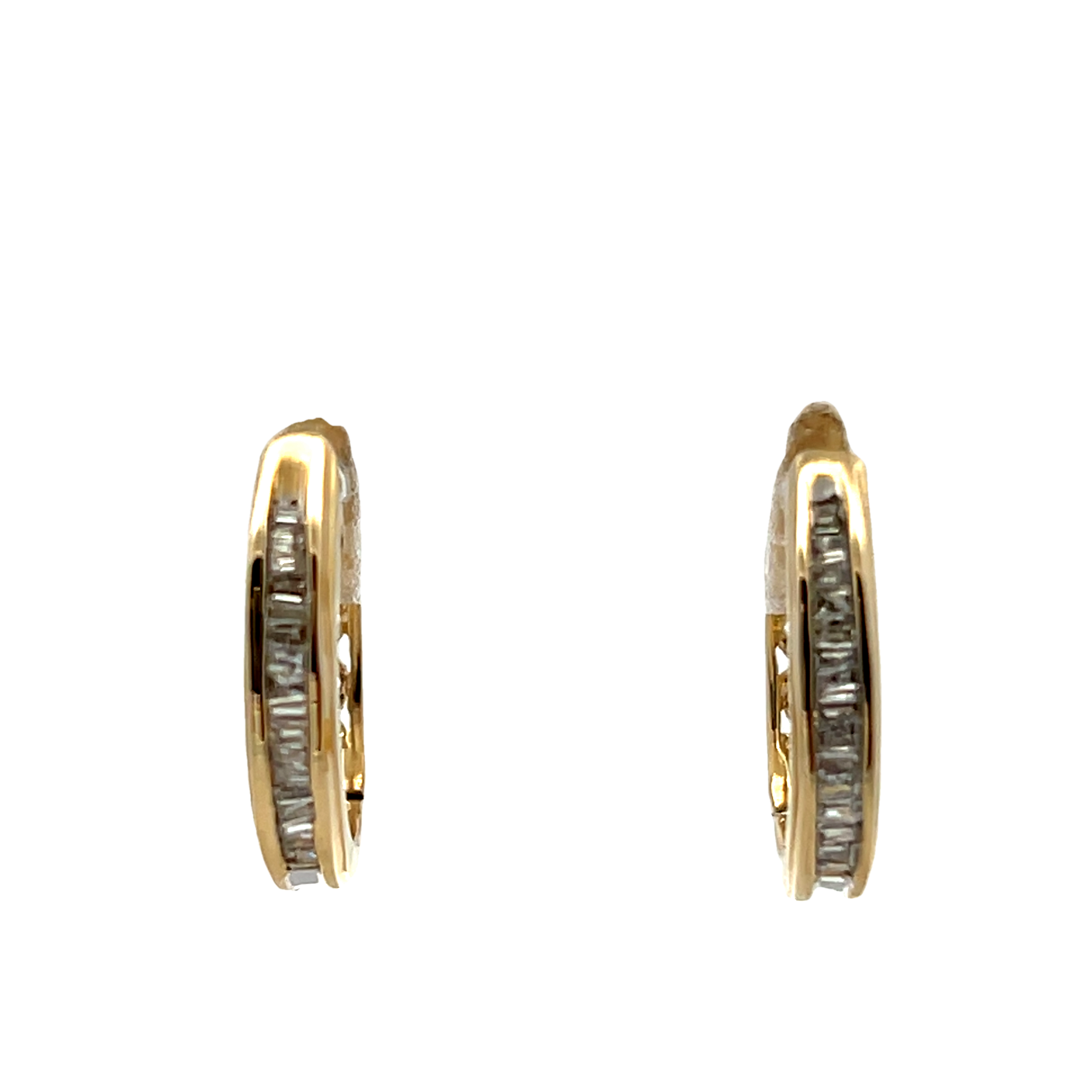 14k Yellow Gold Diamond Hoop Earrings