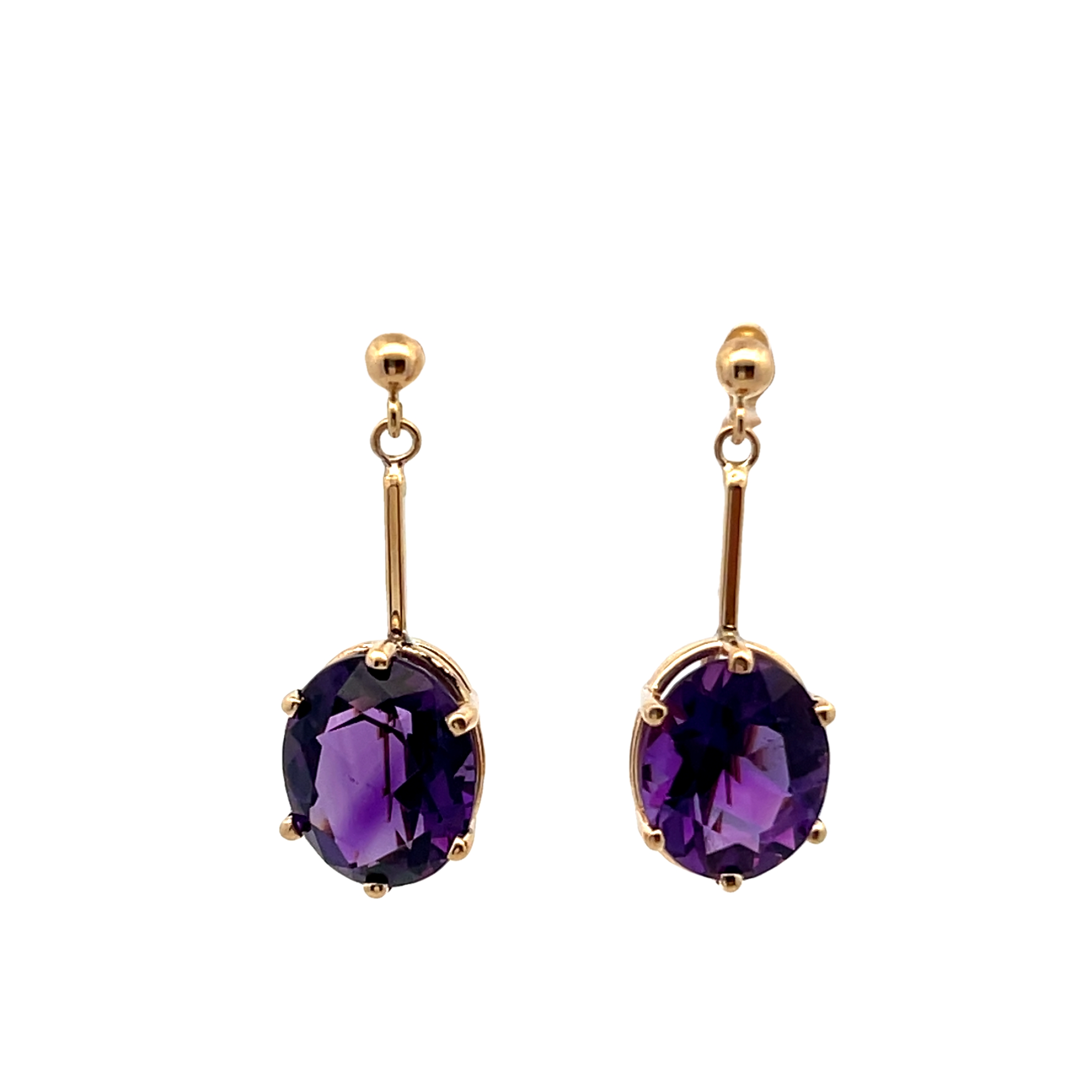 14k Yellow Gold Amethyst Dangle Earrings