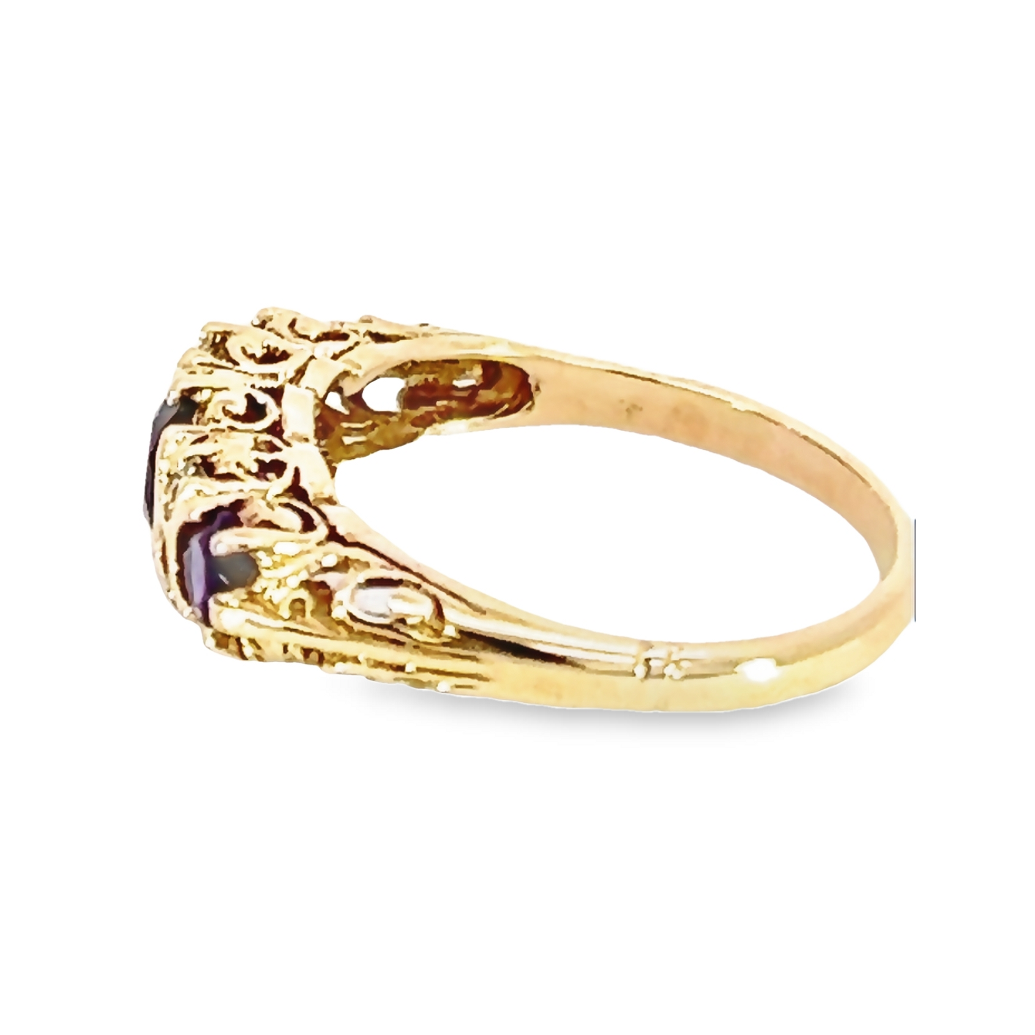 14k Yellow Gold Amethyst Ring