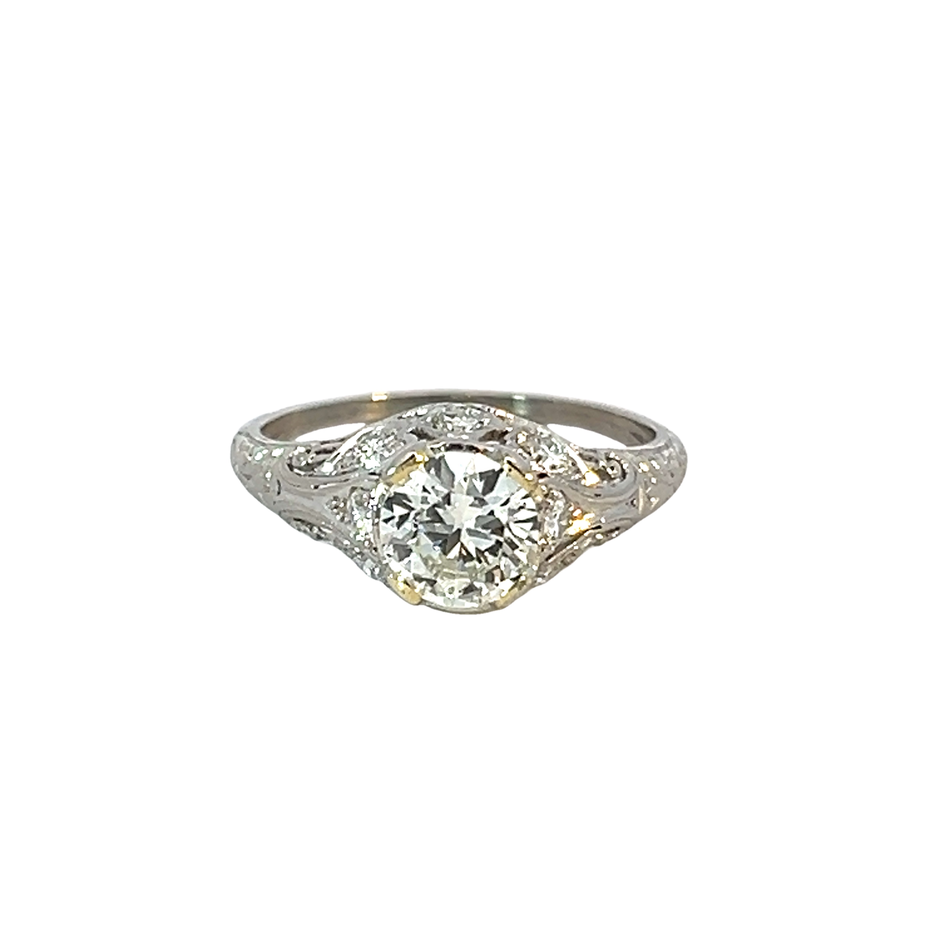 Antique Platnium Old European Cut Diamond Ring