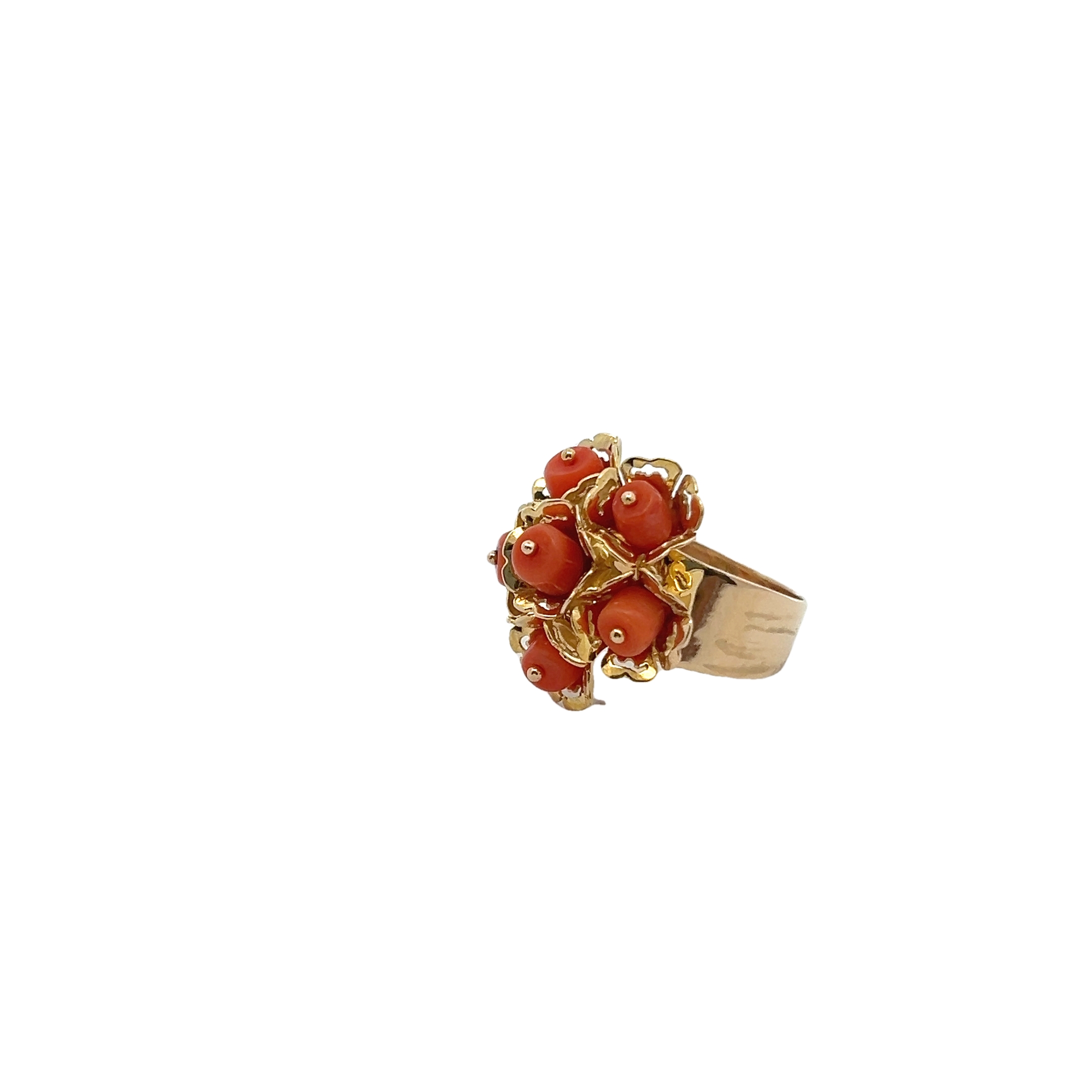 18k Pink Coral Bead Ring