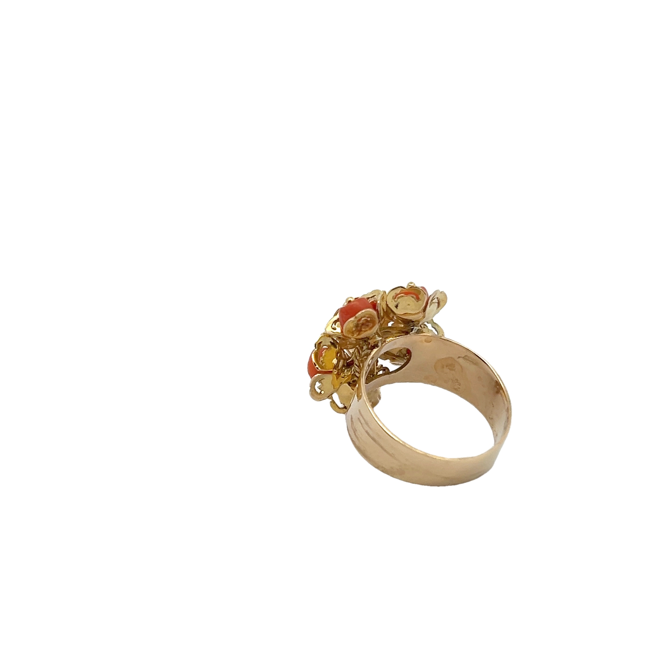 18k Pink Coral Bead Ring