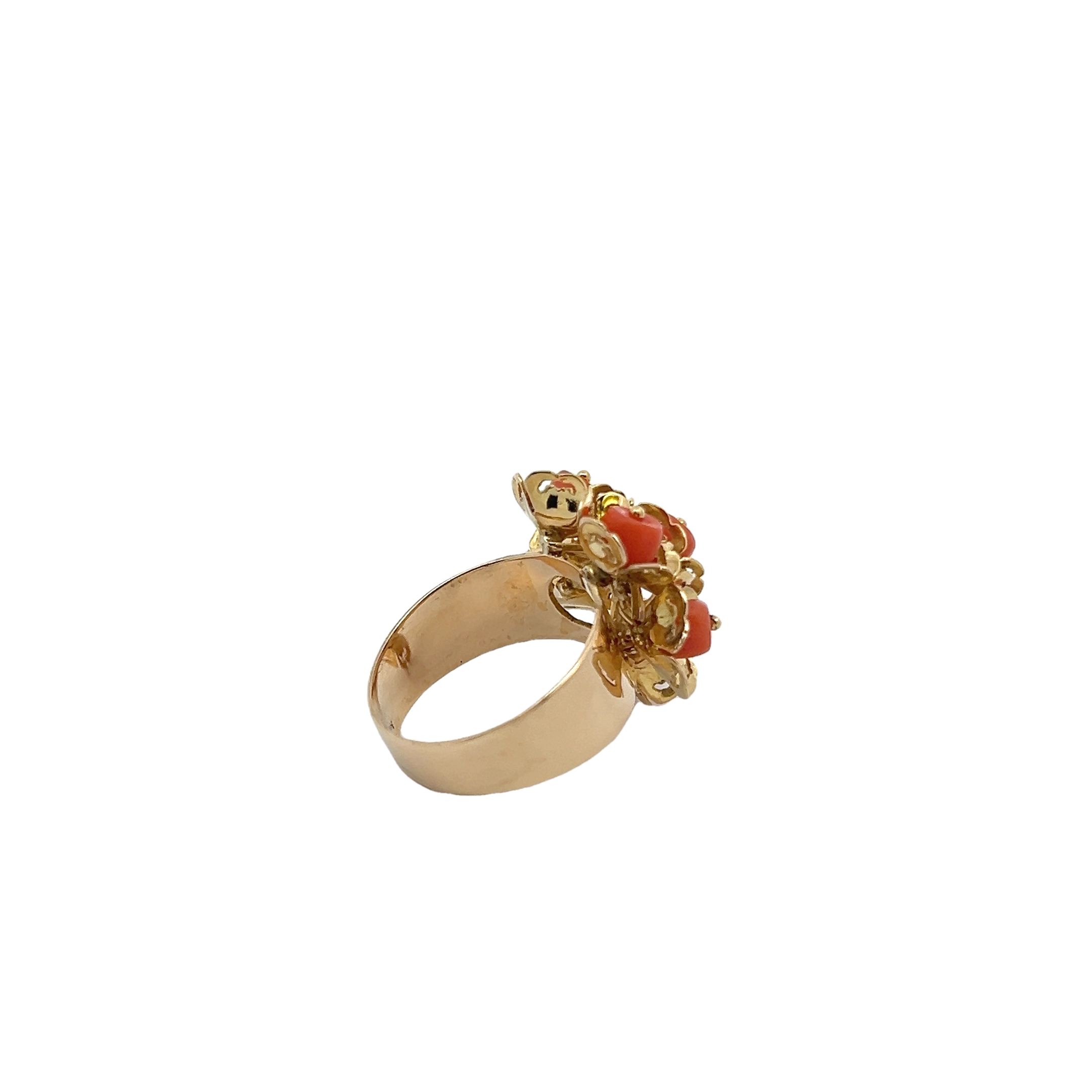 18k Pink Coral Bead Ring