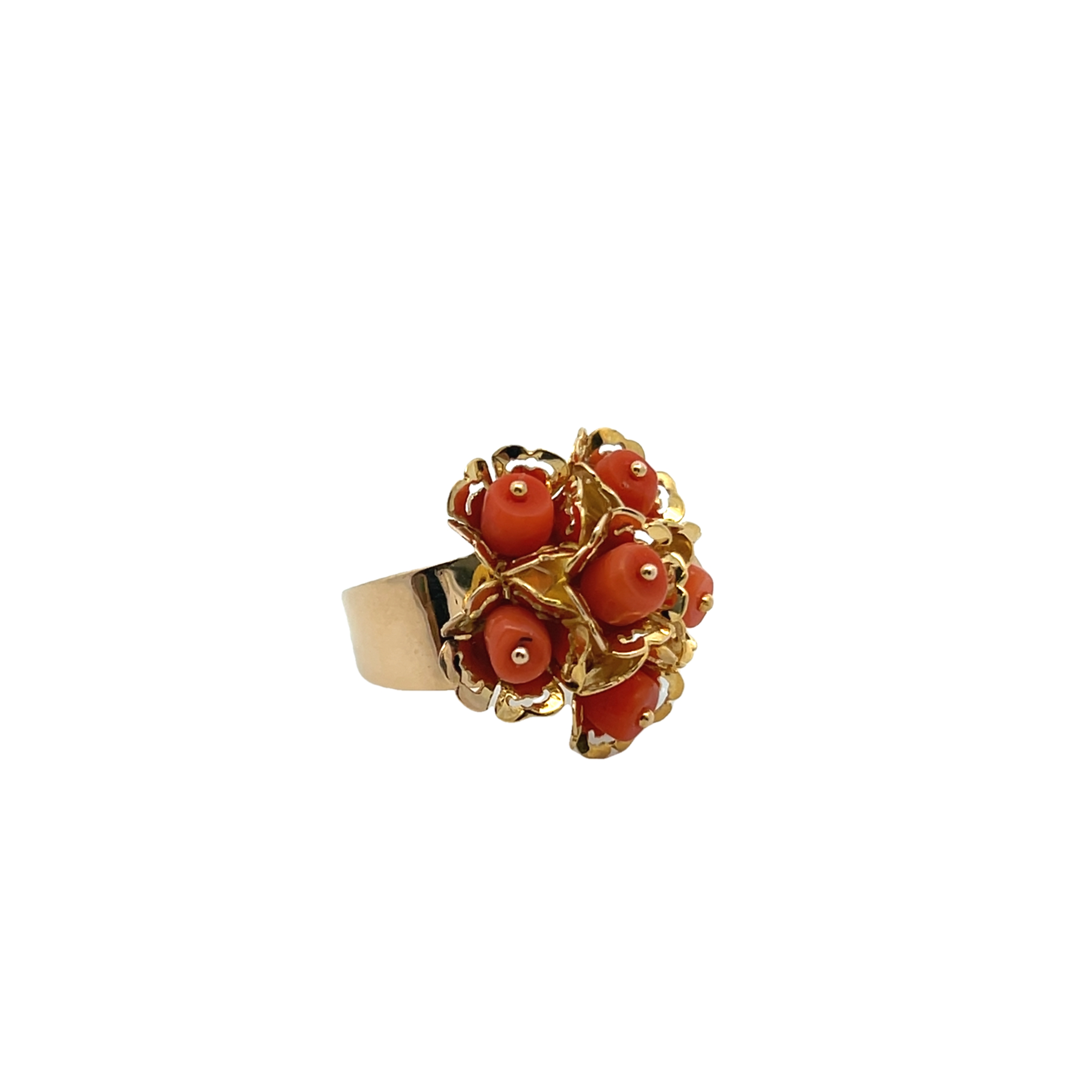 18k Pink Coral Bead Ring