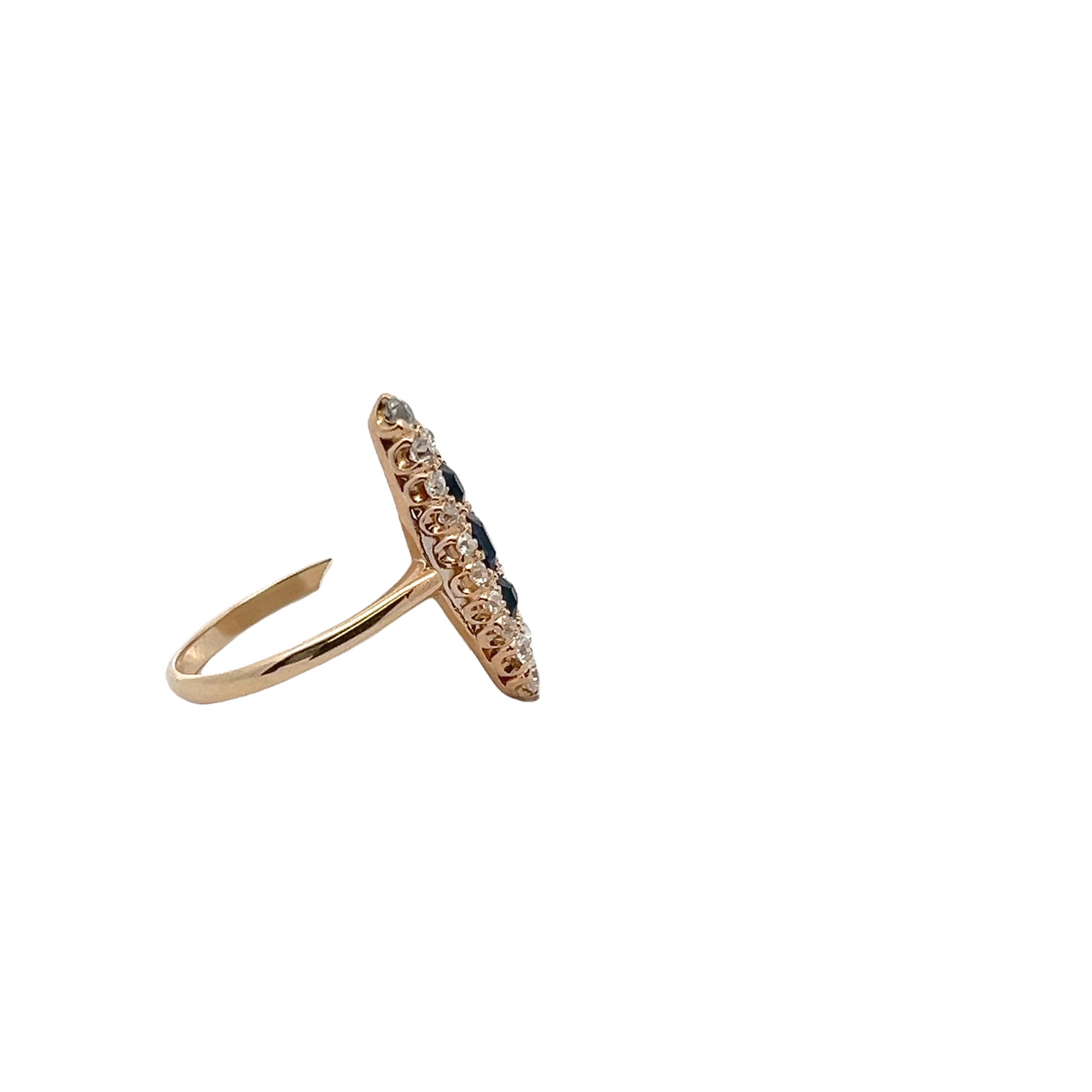 14k Yellow Gold Sapphire And Diamond Ring