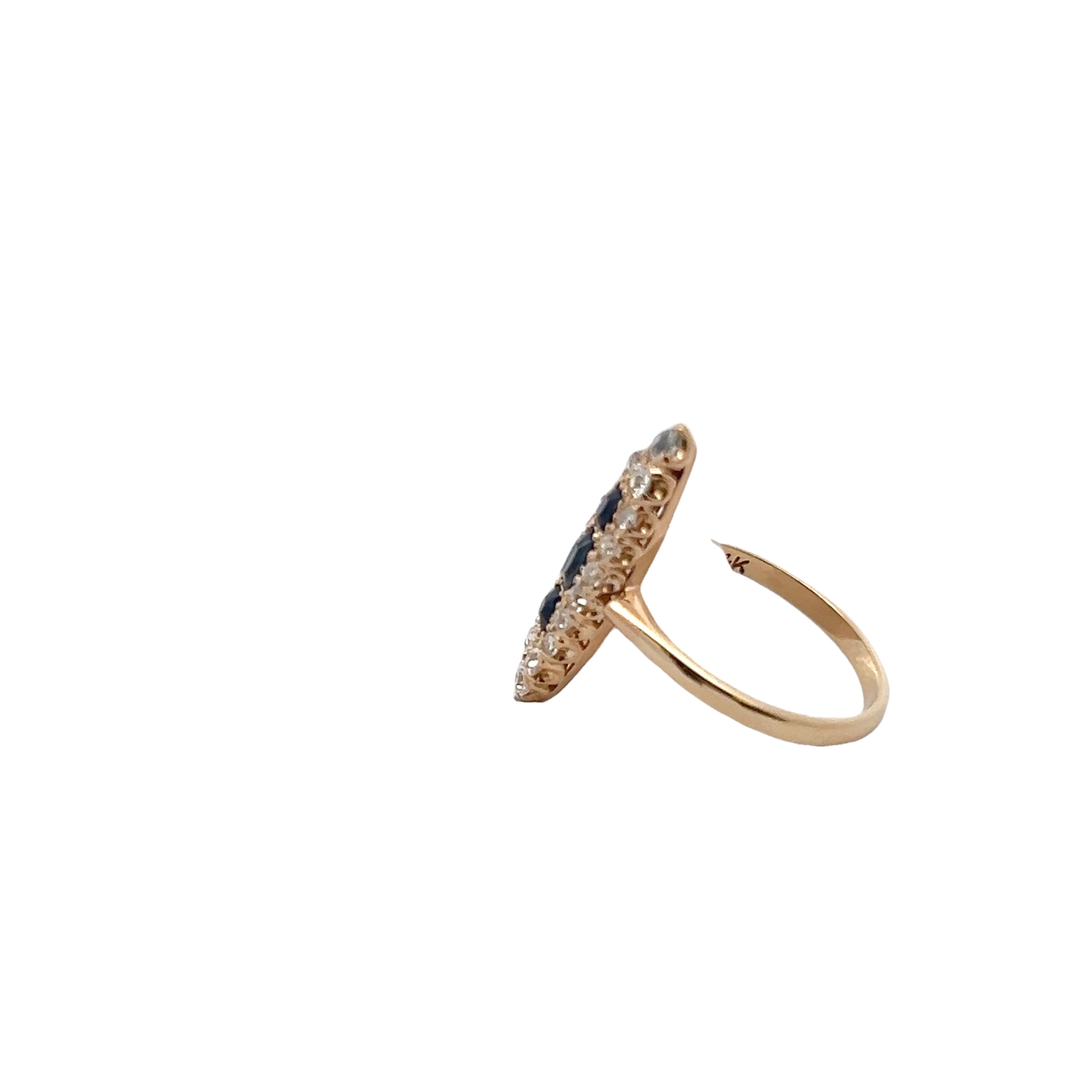 14k Yellow Gold Sapphire And Diamond Ring