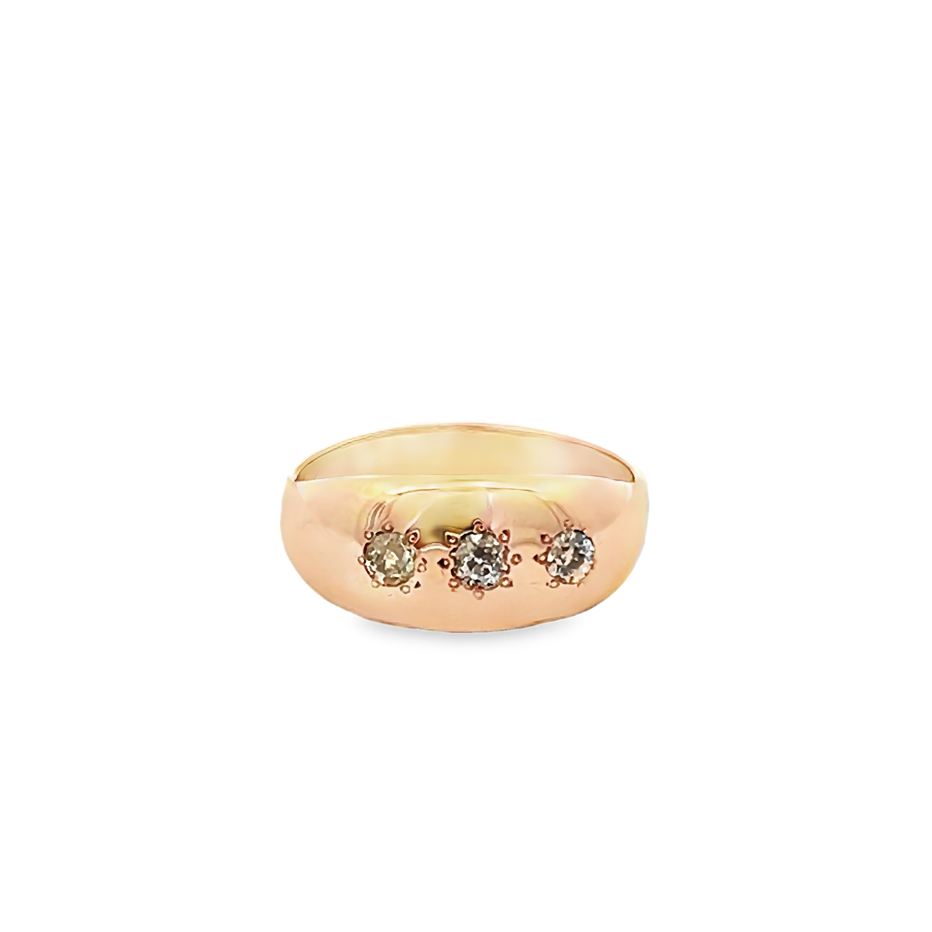 14k Yellow Gold Dome Diamond Ring