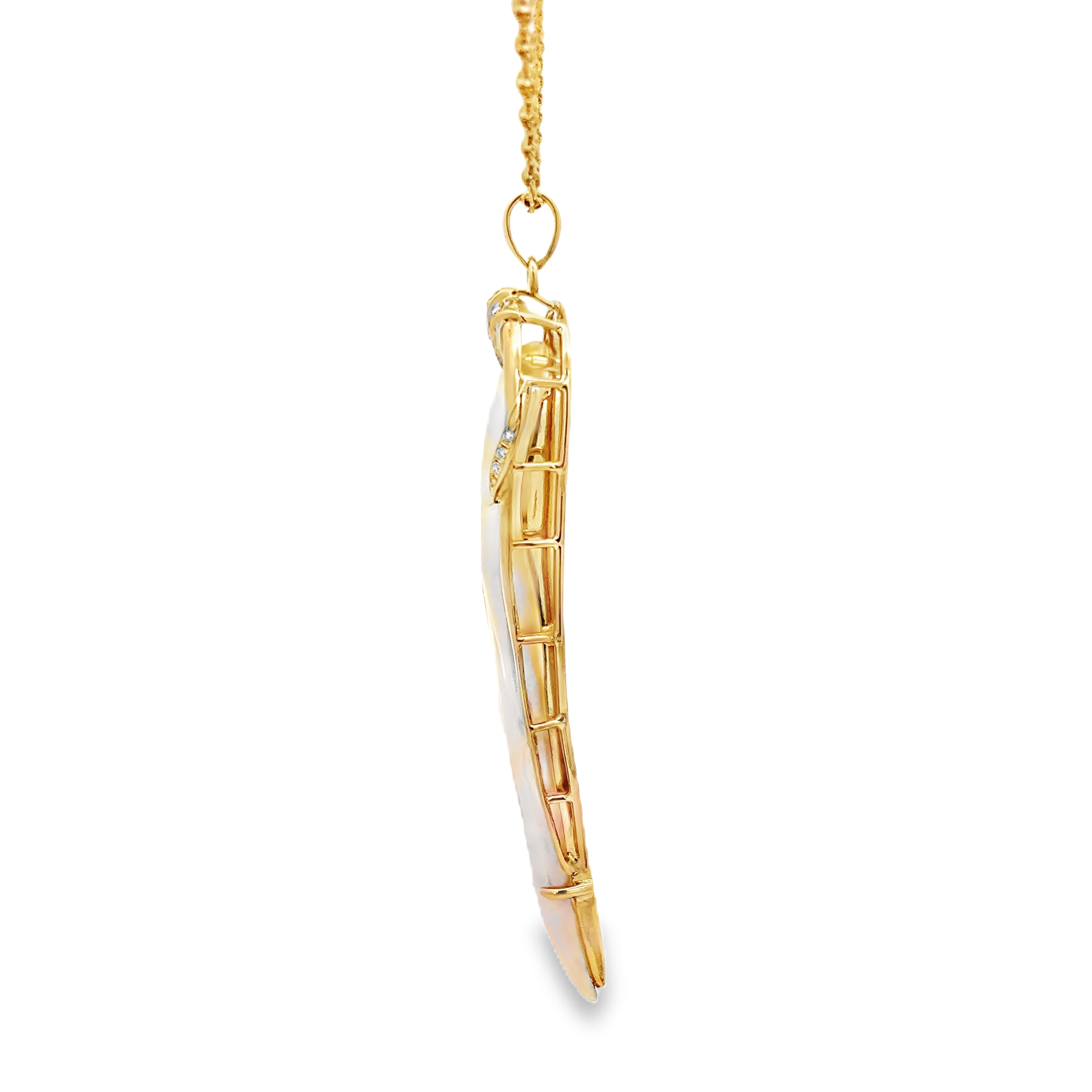 14k Yellow Gold Mother Of Pearl And Diamond Pendant