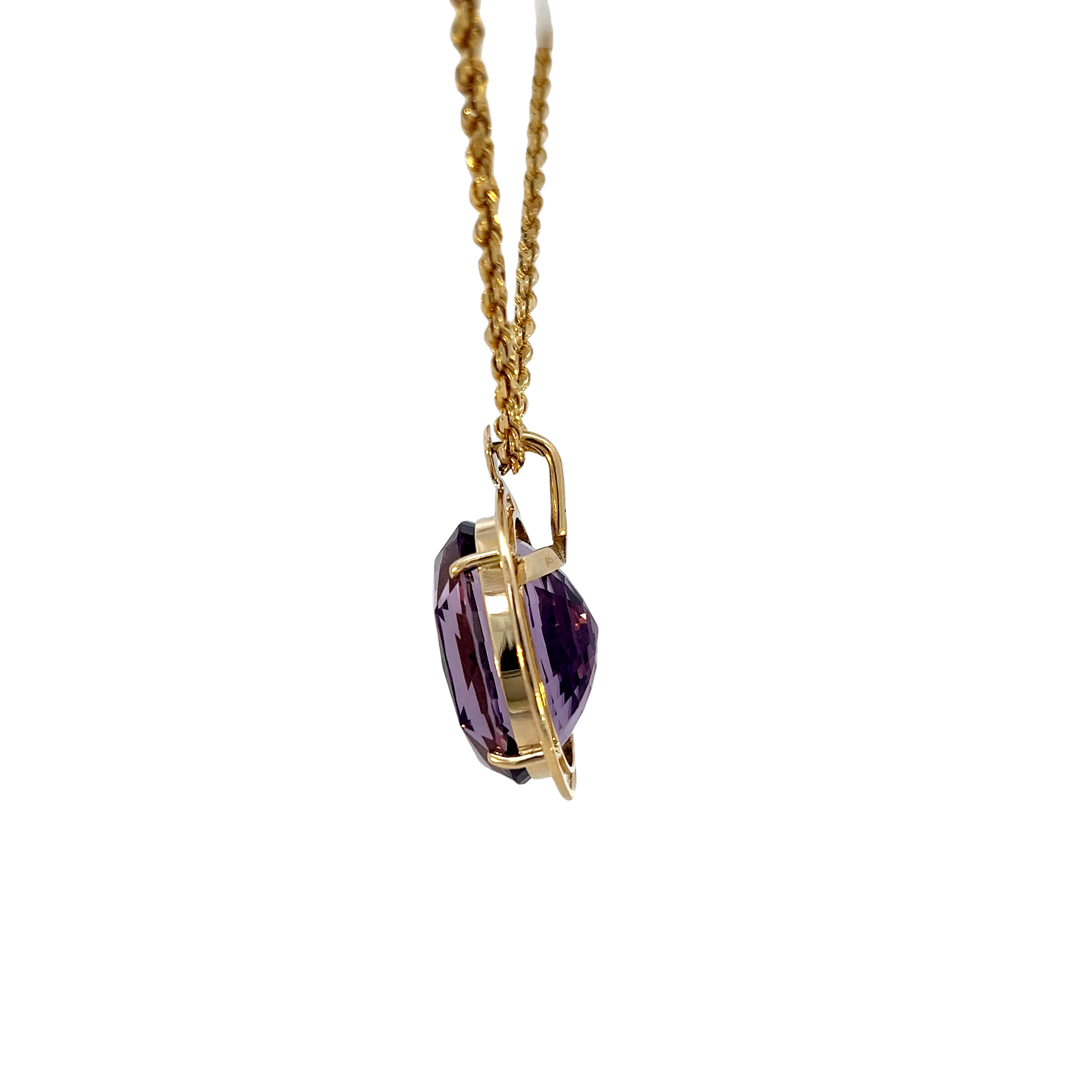 14k Yellow Gold Purple Stone Pendant