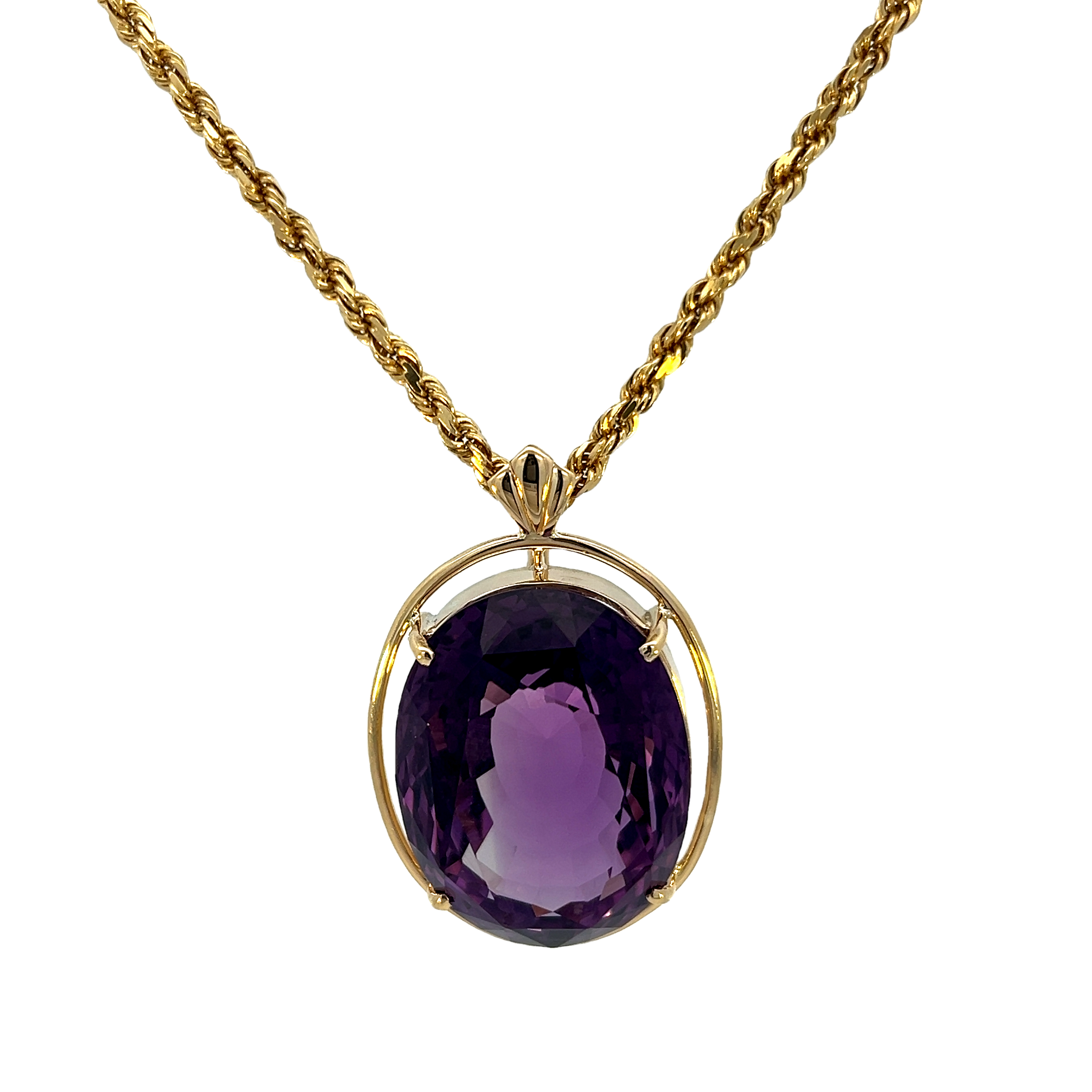 14k Yellow Gold Purple Stone Pendant