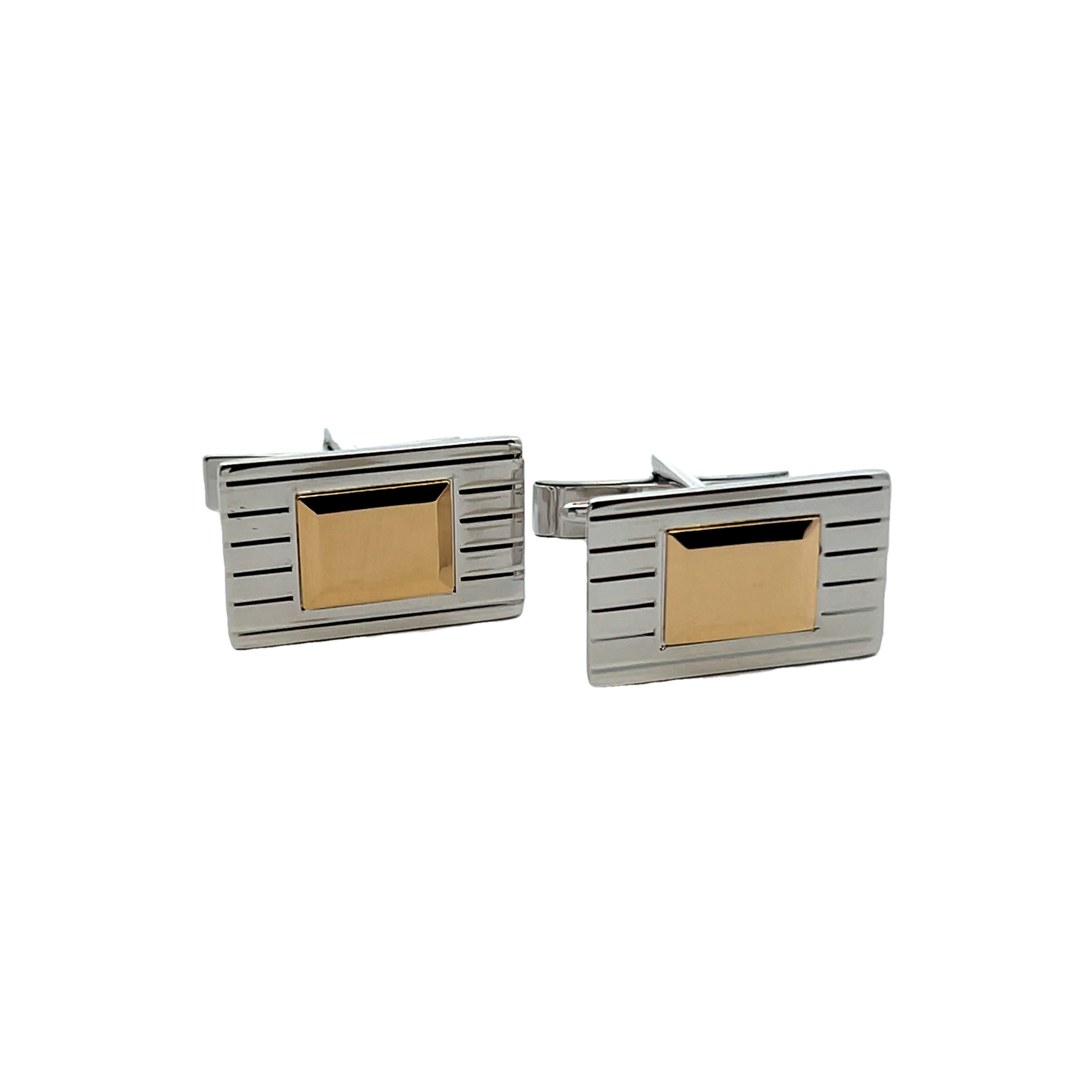 14k Yellow Gold And Sterling Silver Cufflinks