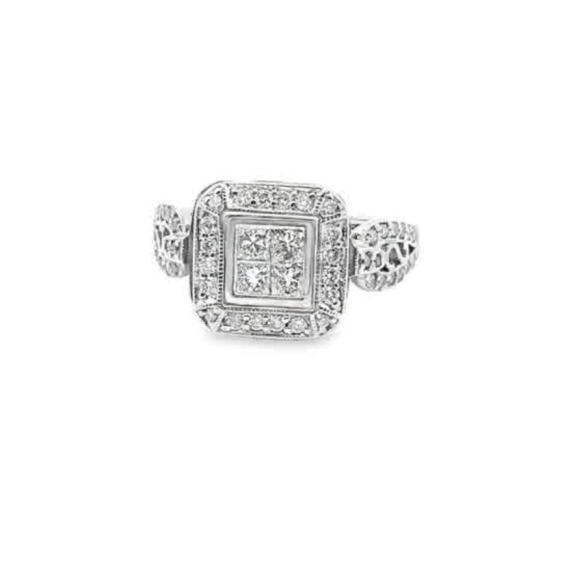 14k White Gold Princess Diamond Engagement Ring