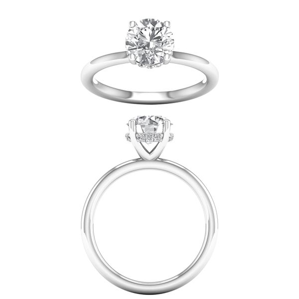 White 14 Karat Halo Engagement Ring Size 7 With One 2.51ct Round G/h Vs1 Lab-grown Diamonds And 17=0.09tw Round G/h Vs1 Lab-grown Diamonds