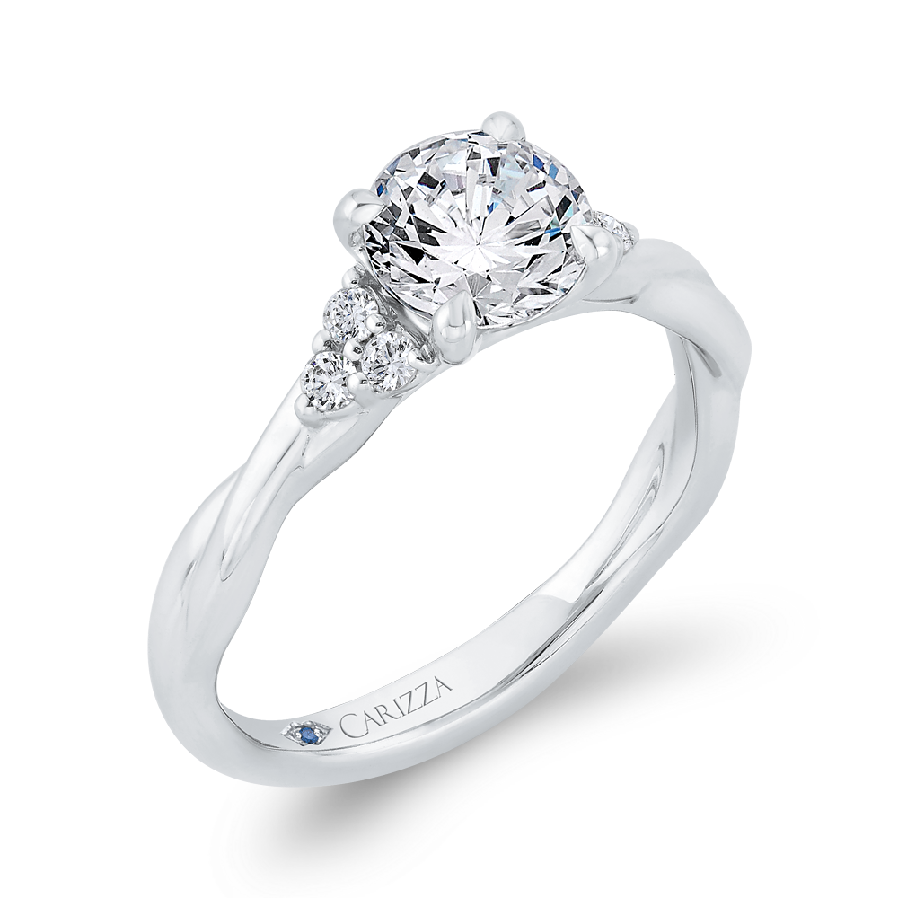 14k White Gold Diamond Engagement Ring (semi-mount)