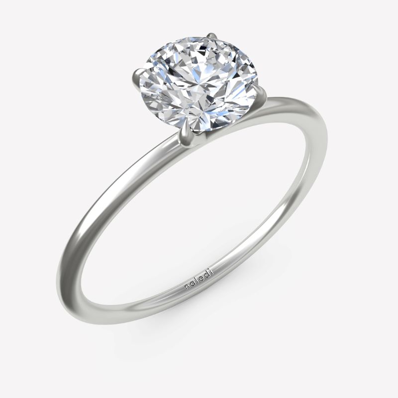 14k White Gold Round Cut Diamond Engagement Ring (semi-mount)