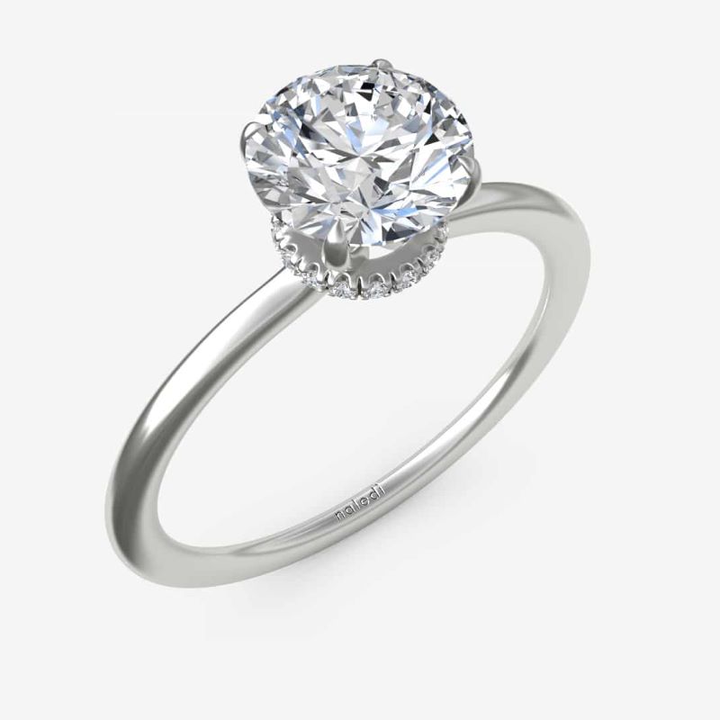 14k White Gold Round Cut Diamond Engagement Ring (semi-mount)