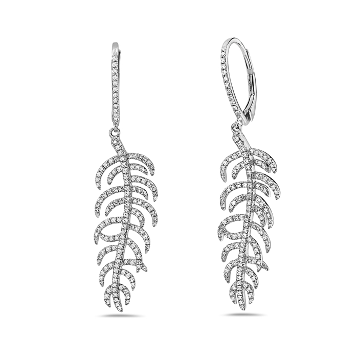 Diamond Feather Earrings