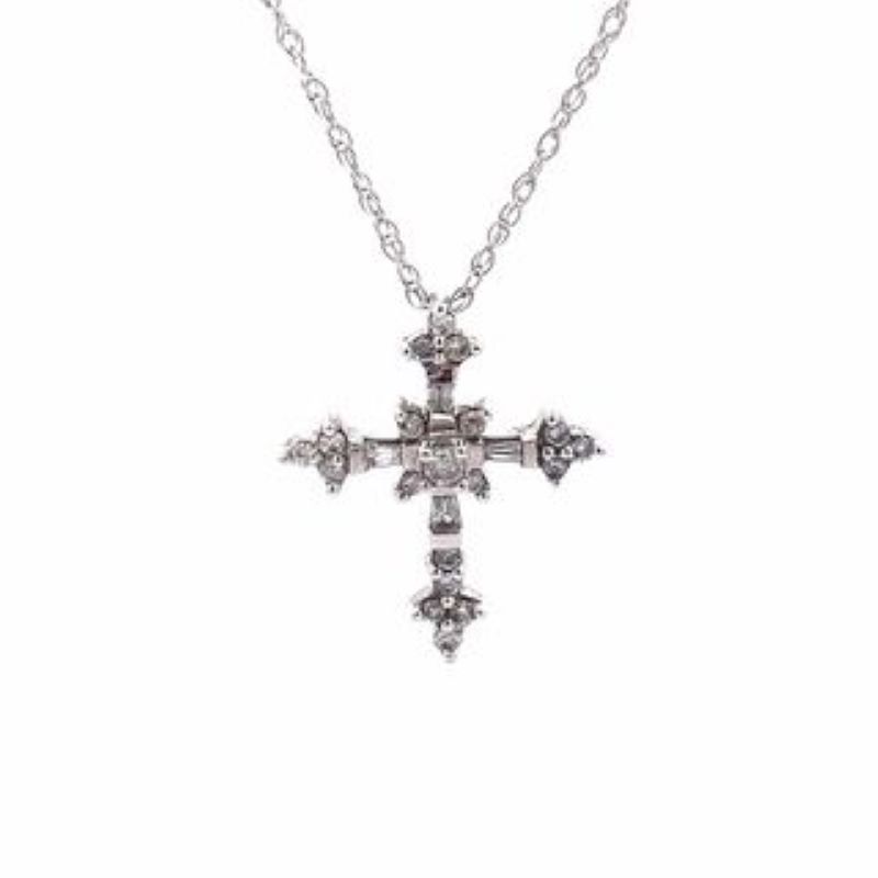 14k White Gold Cross Pendant