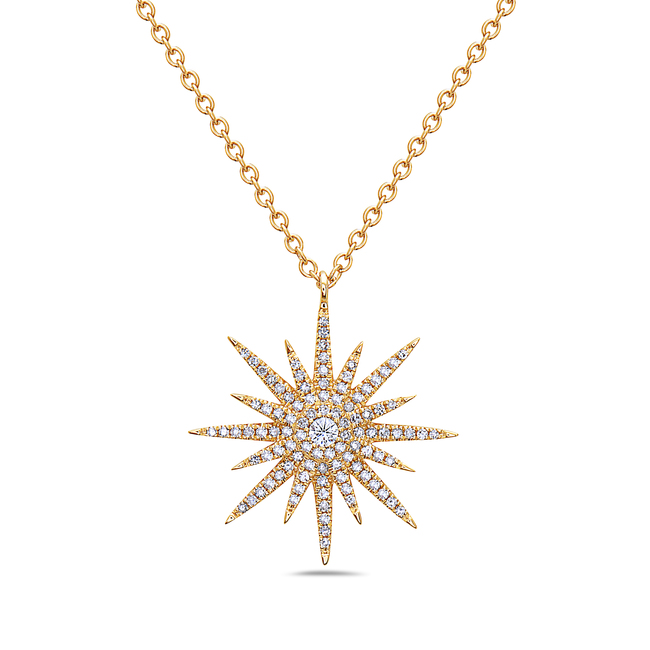 14k Diamond Sun Necklace