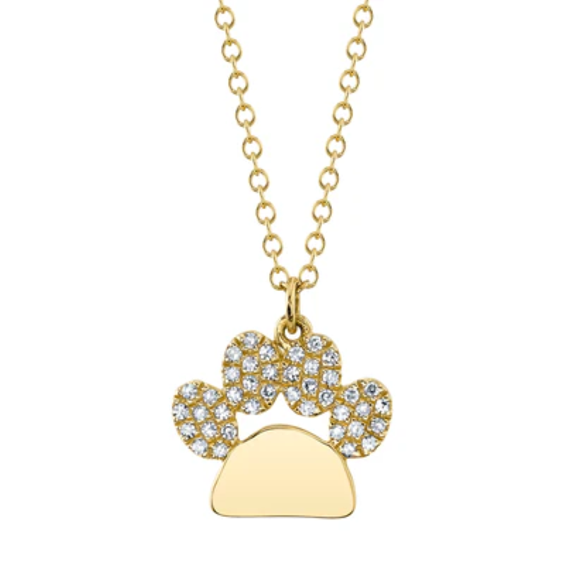 Diamond Paw Print Pendant