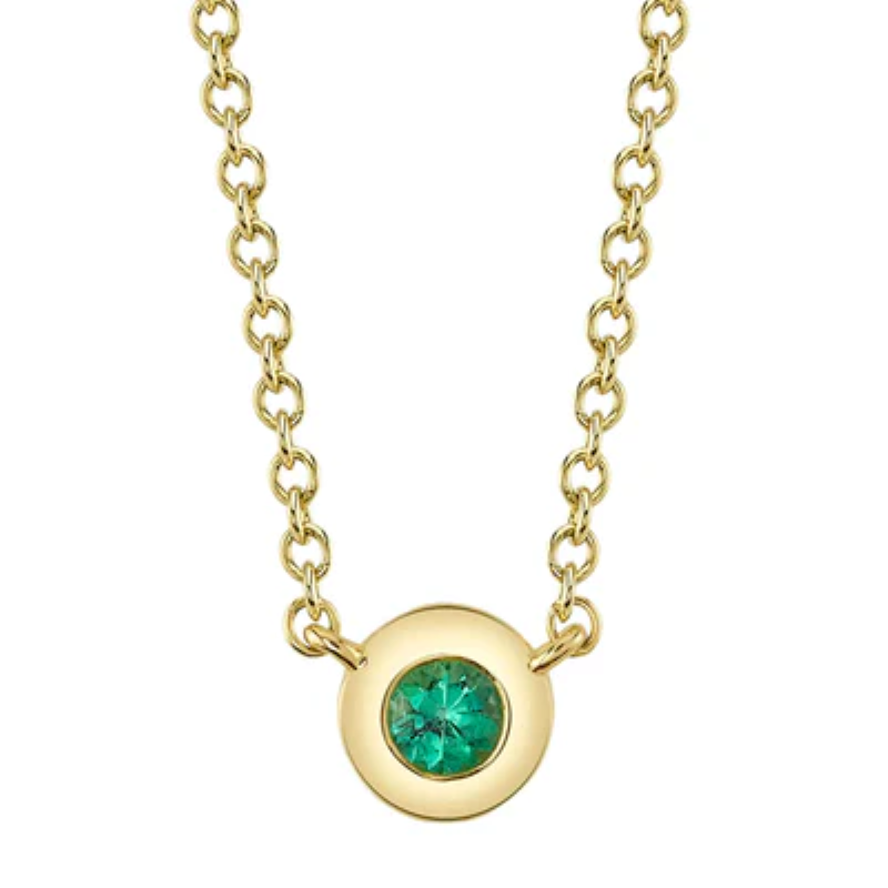 Bezel Set Emerald Necklace