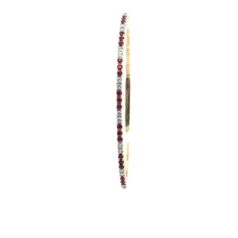 14k Diamond And Ruby Bangle