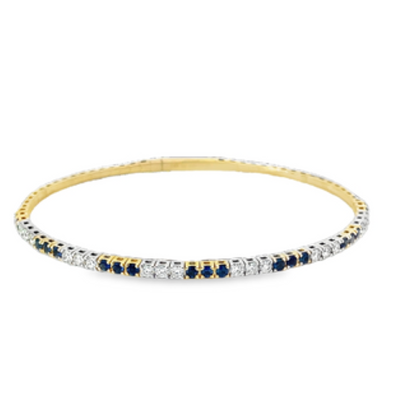 14k Diamond And Sapphire Bangle