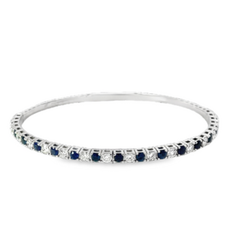 14k Diamond And Sapphire Bangle