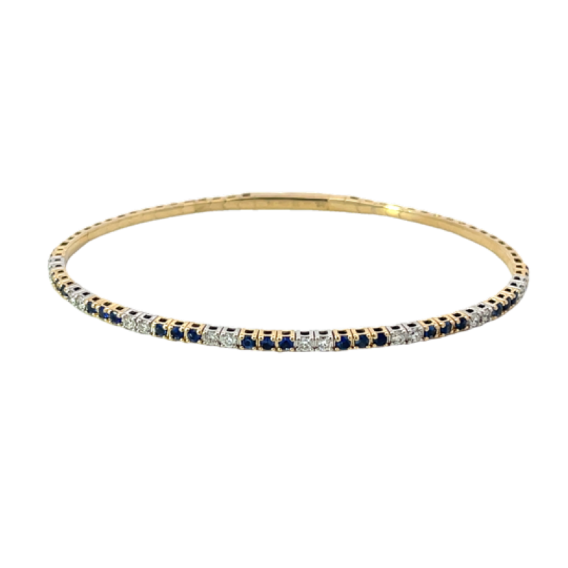 14k Diamond And Sapphire Bangle