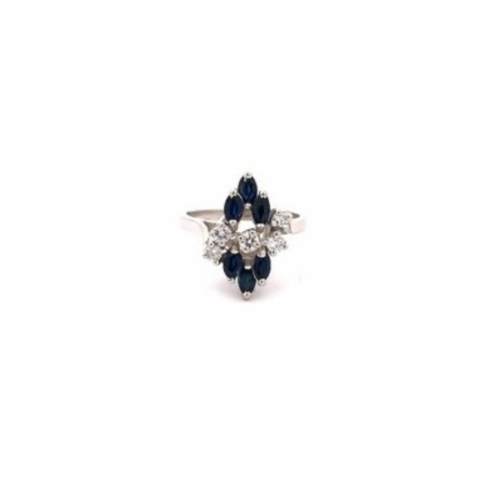 14k White Gold Sapphire And Diamond Ring