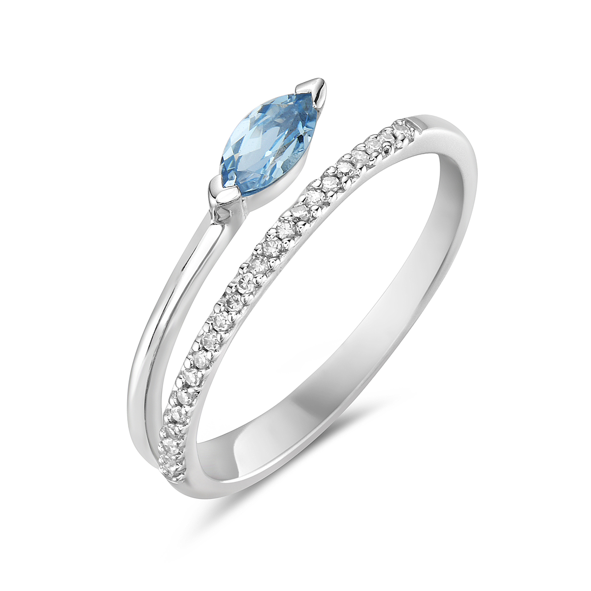 Blue Topaz And Diamond Ring