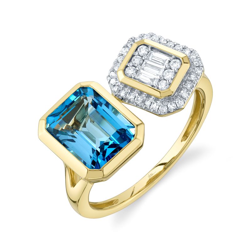 Blue Topaz And Diamond Ring