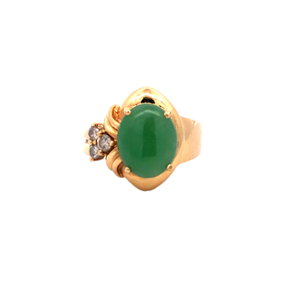 18k Yellow Gold Diamond Jade Ring