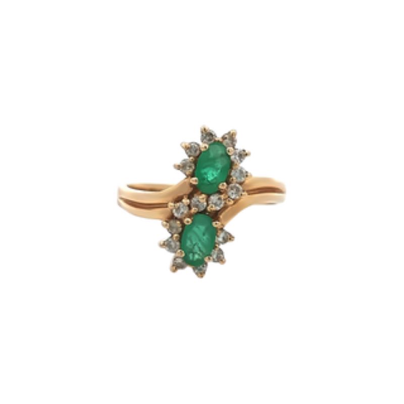 14k Emerald And Diamond Ring