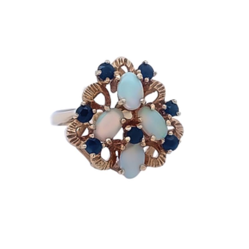 14k Opal And Sapphire Ring