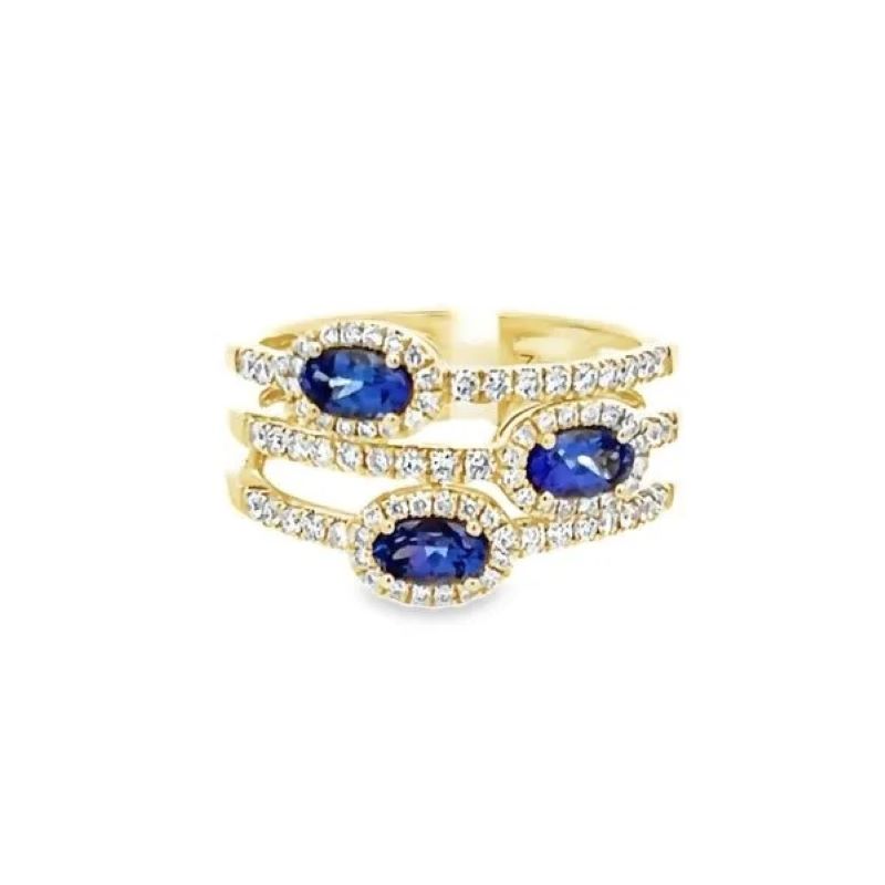 14k Yellow Gold Diamond Sapphire Ring