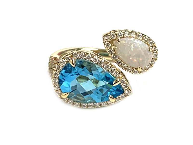 14k Yellow Gold Topaz And Opal Ring