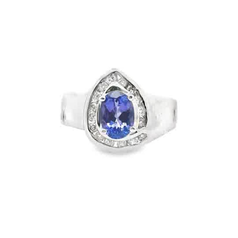 18k White Gold Tanzanite And Diamond Ring